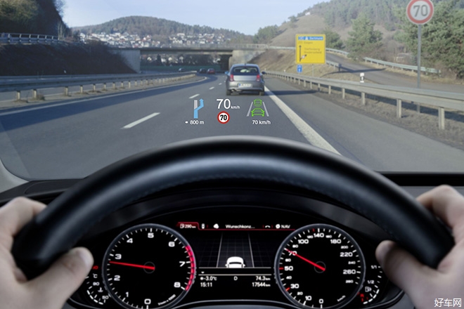 抬头显示抬头显示hud(head up display),顾名思义就是在前挡风玻璃上