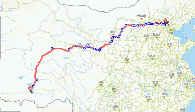 109国道(即京拉公路)东北起北京西四环定慧桥,西南止于西藏拉萨,全长