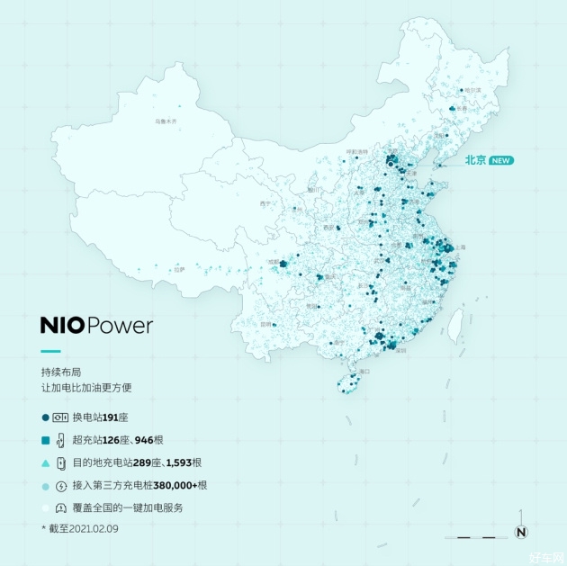 蔚來全國第191座換電站——北京鳥巢換電站投入運營