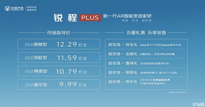 长安锐程PLUS上市 售价9.99-12.29万元